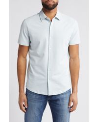 Robert Barakett - Keyes Slim Fit Microprint Short Sleeve Knit Button-up Shirt - Lyst