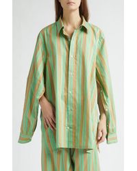 Setchu - Oversize Cotton & Silk Button-Up Shirt - Lyst