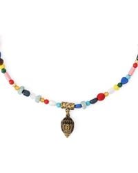 Kurt Geiger - Pavé Eagle Head Beaded Pendant Necklace - Lyst