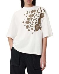 AllSaints - Amelie Oversize Embellished Cotton Graphic T-Shirt - Lyst