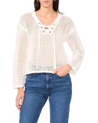 Two By Vince Camuto - Open Stitch Lace-Up Top - Lyst