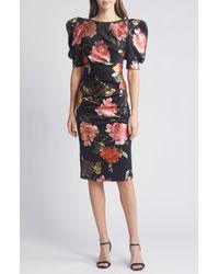 Black Halo - Floral Puff Sleeve Cocktail Dress - Lyst
