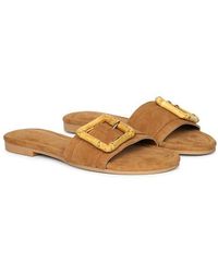 Jelavu - Amsterdam Suede Leather Band Slide Sandals - Lyst