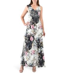 Komarov - Floral Ruffle Sleeveless Chiffon & Charmeuse Gown - Lyst