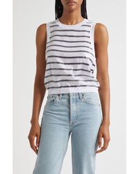 MILLY - Stripe Sequin Shell - Lyst