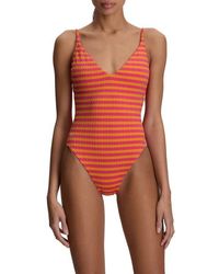 Polo Ralph Lauren - Stripe Jacquard One-Piece Swimsuit - Lyst