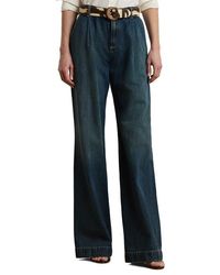 Ralph Lauren - Pleated High Waist Wide Leg Jeans - Lyst