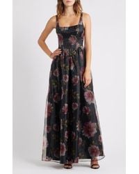 Lulus - Maelyn Lace-Up Corset Maxi Cocktail Dress - Lyst