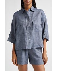 Eleventy - Linen Blend Button-Up Shirt - Lyst