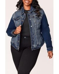 Slink Jeans - Two-Tone Stretch Denim Trucker Jacket - Lyst