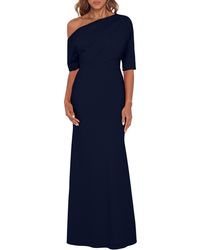 Betsy & Adam - Off-the-shoulder Scuba Gown - Lyst