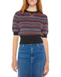 Mother - The Powder Puff Stripe Short Sleeve Sweater - Lyst