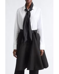 Sacai - Poplin Button-Up Shirt With Satin Tie - Lyst