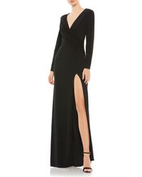 Mac Duggal - Jersey Long Sleeve Asymmetrical Ruched Gown - Lyst