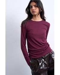 TOPSHOP - Long Sleeve Rib Top - Lyst