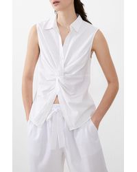 French Connection - Twist Front Linen Blend Sleeveless Top - Lyst