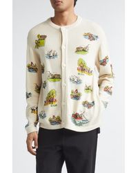 Bode - Beaded Merino Wool & Cotton Cardigan - Lyst
