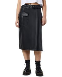 Noisy May - Paula Cargo Faux Leather Midi Skirt - Lyst