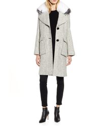 10 Crosby Derek Lam Tweed Coat With Genuine Fox Fur Trim - Multicolour
