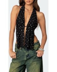 Edikted - Studded Split Front Open Back Halter Top - Lyst