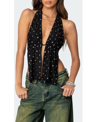 Edikted - Studded Split Front Open Back Halter Top - Lyst