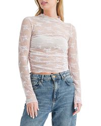 All In Favor - Lace Mesh Top In At Nordstrom, Size X-small - Lyst