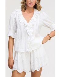 Sam Edelman - Flounce Ruffle Cotton Top - Lyst