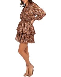 Petal & Pup - Alby Floral Long Sleeve Tiered Minidress - Lyst