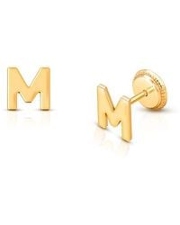Tiny Blessings - 14K Initial Studs Screw Back Earrings - Lyst