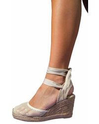 Forever & Always Shoes - Lions Mesh Leather Wedge Espadrilles Sandal - Lyst