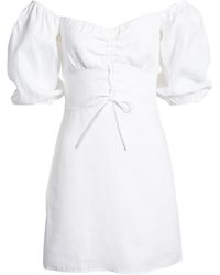 reformation hattie off the shoulder linen dress