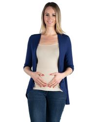 24seven Comfort Apparel - Maternity Elbow Length Sleeve Open Cardigan - Lyst
