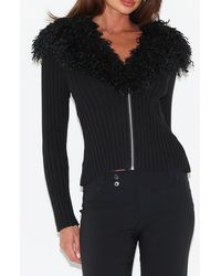 Tiger Mist - Brisa Faux Fur Collar Rib Jacket - Lyst