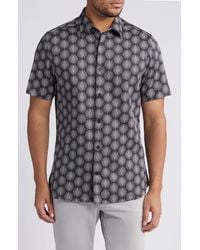 Ted Baker - Pearsho Slim Fit Print Short Sleeve Stretch Cotton Button-up Shirt - Lyst