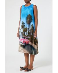 Marina Rinaldi - Madera Print Pleated Sleeveless Midi Dress - Lyst