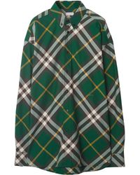 Burberry - Oversize Check Cotton Twill Button-down Shirt - Lyst