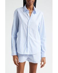 Sporty & Rich - Stripe Cotton Button-up Shirt - Lyst