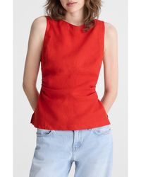 Madewell - Cinched Boatneck Sleeveless Linen Top - Lyst