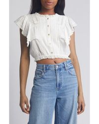 LoveShackFancy - Nora Lace Ruffle Crop Top - Lyst