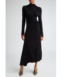 Victoria Beckham - Asymmetric Long Sleeve Draped Dress - Lyst