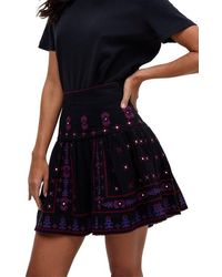 Raffya - Issabel All Over Embroidered Mini Skirt - Lyst