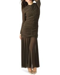 Steve Madden - Kiara Ruched Long Sleeve Maxi Dress - Lyst