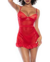 MAPALE - Underwire Lace Babydoll & G-String Set - Lyst