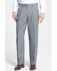 Berle - Self Sizer Waist Plain Weave Pleated Washable Trousers - Lyst