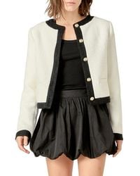 English Factory - Collarless Tweed Jacket - Lyst