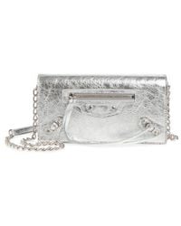 Balenciaga - Le City Metallic Leather Wallet On A Chain - Lyst