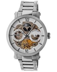 Heritor - Aries Skeleton Leather-Band Watch - Lyst