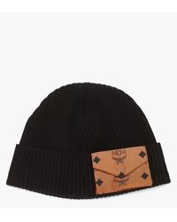MCM - Wool Beanie W/ Monogram Print Econyl Pocket - Lyst