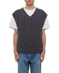 Helmut Lang - Zephir Oversize V-Neck Ribbed Wool Blend Sweater Vest - Lyst