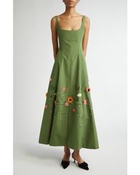 Lela Rose - 3D Flower Appliqué Seam Detail Midi Dress - Lyst